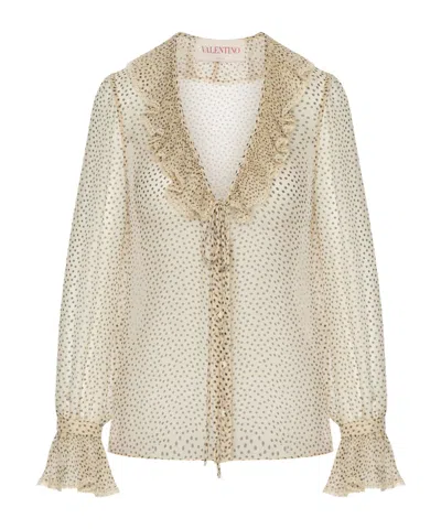 VALENTINO VALENTINO POLKA DOT PRINTED RUFFLED TOP