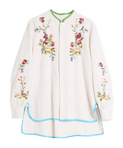 VALENTINO VALENTINO FLORAL EMBROIDERED BUTTON DETAILED SHIRT