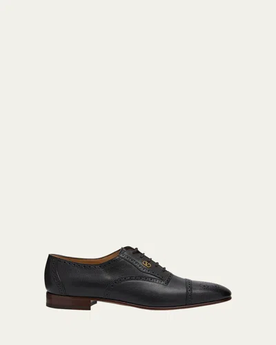 VALENTINO GARAVANI MEN'S BROGUE CAP-TOE LEATHER OXFORDS