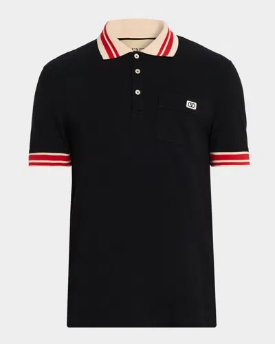 VALENTINO MEN'S COTTON VLOGO-POCKET POLO SHIRT