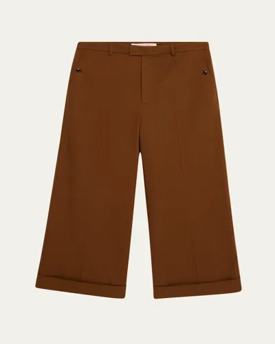 VALENTINO MEN'S CUFFED WIDE-LEG GABARDINE PANTS