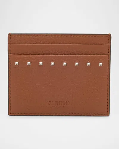 VALENTINO GARAVANI MEN'S LEATHER ROCKSTUD CARD HOLDER