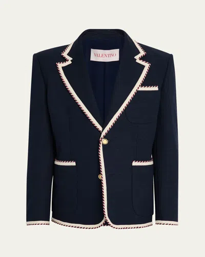 VALENTINO MEN'S VLOGO CONTRAST-TRIM BLAZER