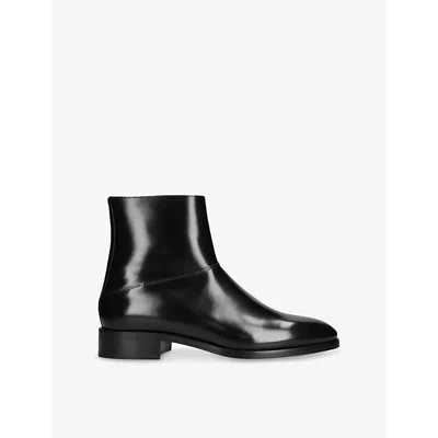 VALENTINO GARAVANI MENS BLACK VLOGO LEATHER ANKLE BOOTS