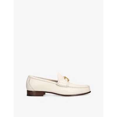 VALENTINO GARAVANI MENS CREAM VLOGO LEATHER LOAFERS