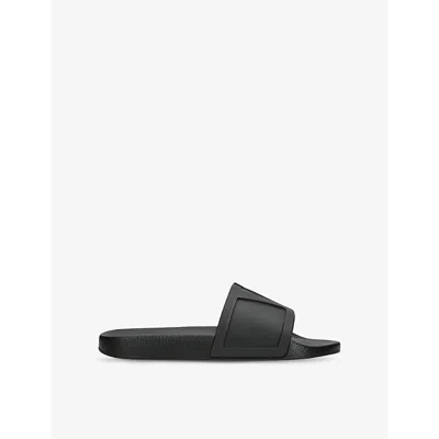 VALENTINO GARAVANI MENS BLACK BRAND-EMBOSSED RUBBER SLIDERS EUR 46 / 12 UK