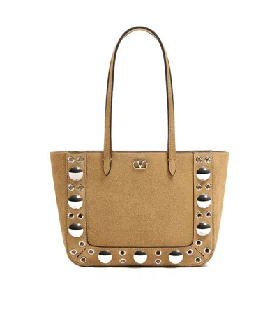 VALENTINO GARAVANI VALENTINO VLOGO PLAQUE EYELET DETAILED TOTE BAG