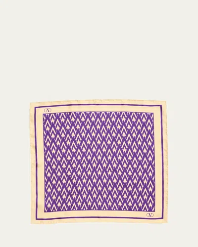 VALENTINO MONOGRAM-PRINT SILK SCARF