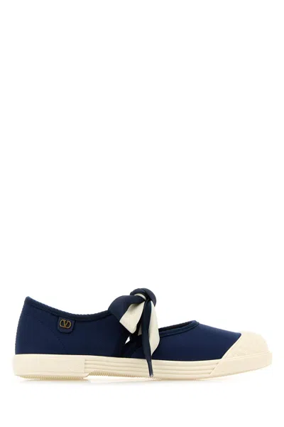 VALENTINO GARAVANI NAVY BLUE CANVAS SLIP ONS