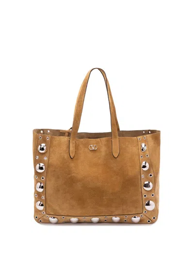 VALENTINO GARAVANI `NELLCOTE` MULTI STUDS LOGO LARGE LEATHER TOTE