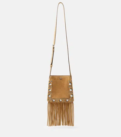 VALENTINO GARAVANI NELLCÔTE VLOGO STUDDED SUEDE SHOULDER BAG