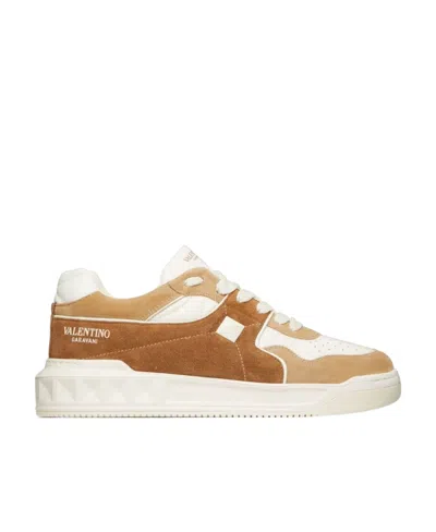 VALENTINO GARAVANI ONE STUD LOW-TOP SNEAKER IN SPLIT LEATHER AND NAPPA