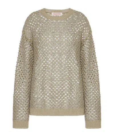 VALENTINO VALENTINO OPEN-KNIT STRAIGHT HEM CREWNECK JUMPER