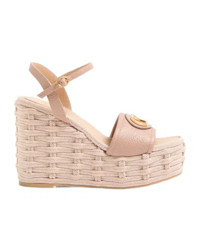 VALENTINO GARAVANI VALENTINO	VLOGO SIGNATURE OPEN TOE WEDGE SANDALS