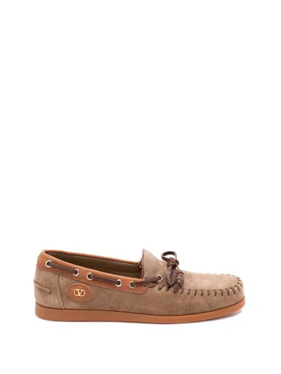 VALENTINO GARAVANI PALM AVENUE` LEATHER BOAT SHOES