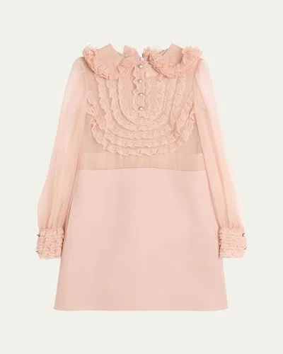 VALENTINO PETER PAN COLLARED RUFFLE BIB MINI DRESS