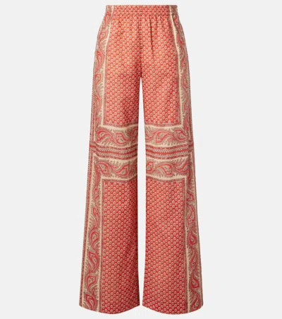 VALENTINO PRINTED COTTON WIDE-LEG PANTS