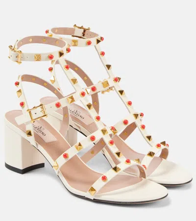 VALENTINO GARAVANI ROCKSTUD 60 EMBELLISHED LEATHER SANDALS