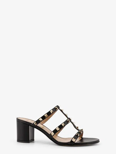 VALENTINO GARAVANI ROCKSTUD SLIDE LEATHER SANDALS