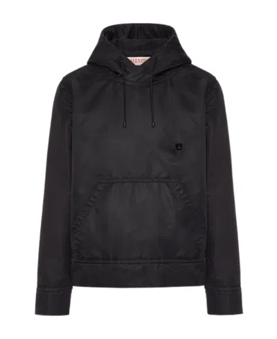 VALENTINO VALENTINO STUD DETAILED DRAWSTRING HOODIE