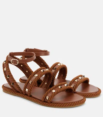 VALENTINO GARAVANI ROCKSTUD TORCHON LEATHER SANDALS
