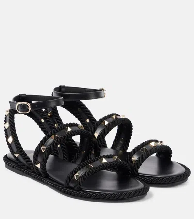 VALENTINO GARAVANI ROCKSTUD TORCHON LEATHER SANDALS