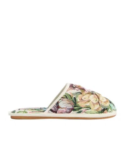 VALENTINO GARAVANI VALENTINO LOGO PATCH FLORAL PATTERNED SLIPPERS
