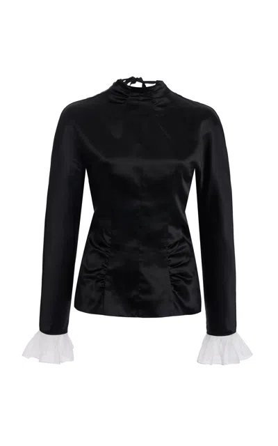 VALENTINO RUCHED SATEEN TOP