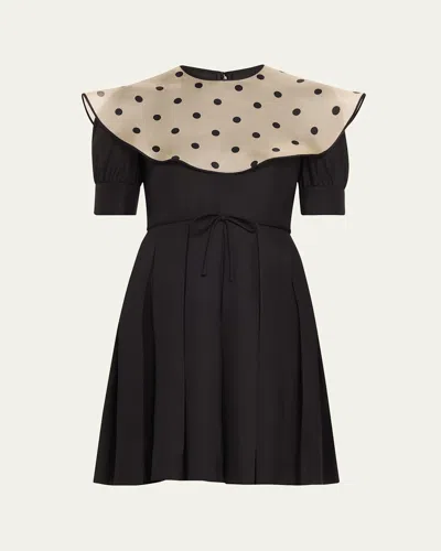 VALENTINO SHEER POLKA DOT NECKLINE MINI DRESS