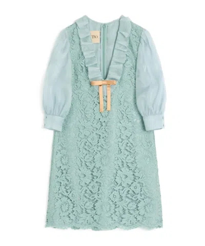 VALENTINO VALENTINO LACE DETAILED V-NECK MINI DRESS