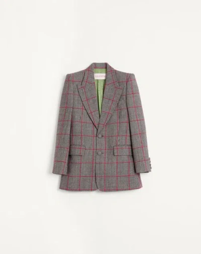 VALENTINO VALENTINO SINGLE-BREASTED WOOL JACKET WITH CHECK PATTERN