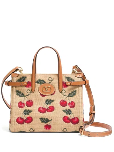 VALENTINO GARAVANI SMALL ANTIBES CHERRY-MOTIF TOTE BAG