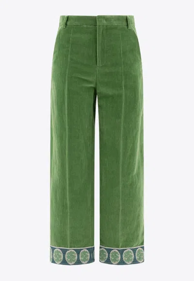 VALENTINO STRAIGHT-LEG VELVET PANTS