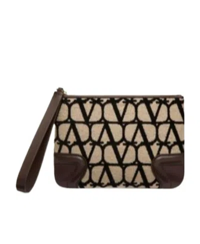 VALENTINO GARAVANI TOILE ICONOGRAPHE CLUTCH BAG