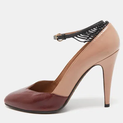 VALENTINO GARAVANI TRICOLOR LEATHER ANKLE STRAP PUMPS SIZE 38