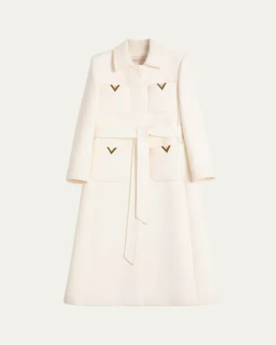 VALENTINO V LOGO COLLARED WOOL COAT