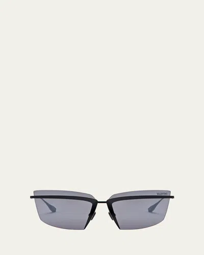 VALENTINO V-LURE RIMLESS ACETATE & TITANIUM CAT-EYE SUNGLASSES