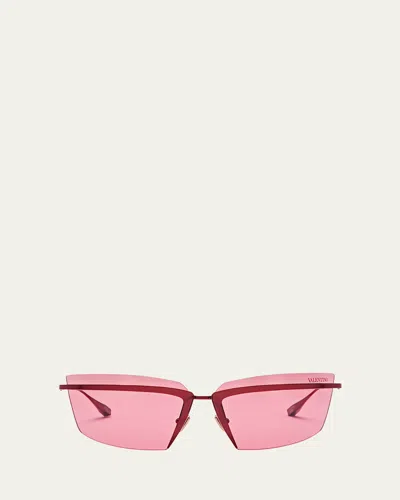VALENTINO V-LURE RIMLESS ACETATE & TITANIUM CAT-EYE SUNGLASSES