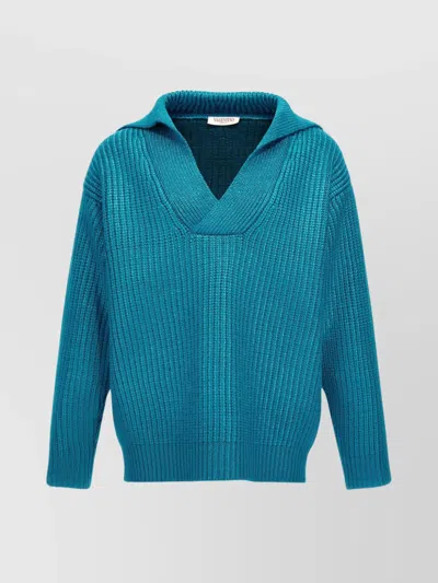 VALENTINO V-NECK RIBBED KNIT SWEATER