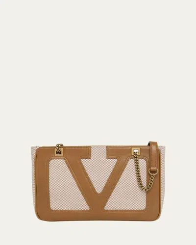 VALENTINO GARAVANI VIVA SUPERSTAR SMALL VLOGO CANVAS TOTE BAG
