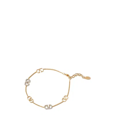 VALENTINO GARAVANI VLOGO SIGNATURE METAL AND SWAROVSKI CRYSTAL ANKLET