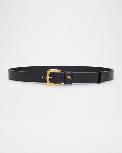 VALENTINO GARAVANI VLOGO CALFSKIN LEATHER BELT