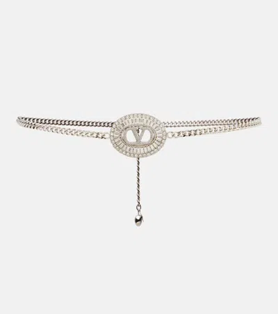 VALENTINO GARAVANI VLOGO CRYSTAL-EMBELLISHED CHAIN BELT