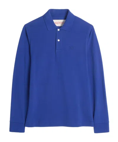 VALENTINO VALENTINO VLOGO EMBROIDERED LONG-SLEEVED POLO SHIRT