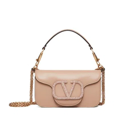 VALENTINO GARAVANI VALENTINO LOCÒ EMBELLISHED FOLDOVER TOP SHOULDER BAG