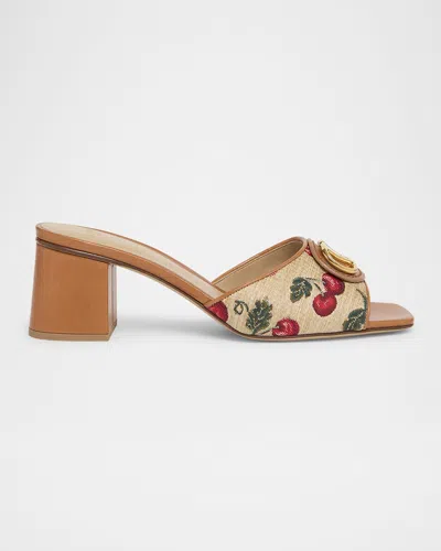 VALENTINO GARAVANI VLOGO MEDALLION CHERRY SLIDE SANDALS