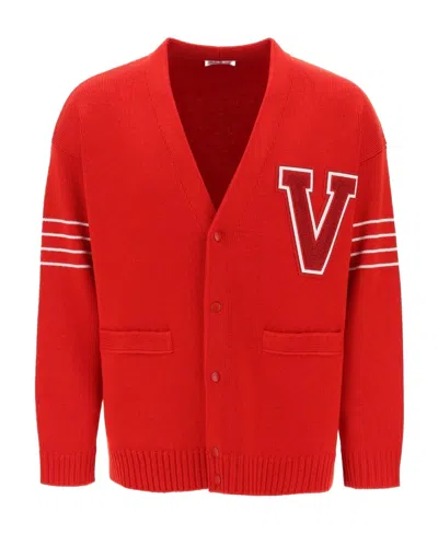 VALENTINO VALENTINO VLOGO PATCH KNITTED CARDIGAN