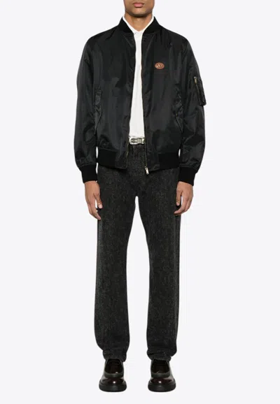 VALENTINO VLOGO PATCH ZIP-UP BOMBER JACKET