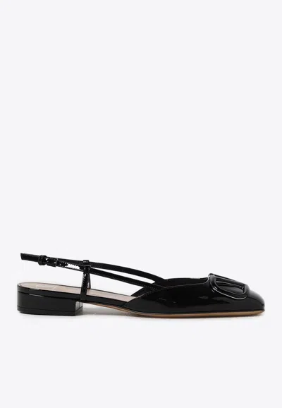 VALENTINO GARAVANI VLOGO PATENT LEATHER SLINGBACK FLATS