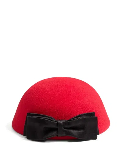 VALENTINO GARAVANI VLOGO SIGNATURE HAT IN LAPIN-FABRIC WITH SATIN-BOW